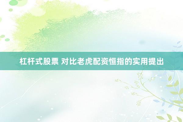 杠杆式股票 对比老虎配资恒指的实用提出
