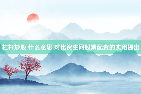 杠杆炒股 什么意思 对比资生网股票配资的实用提出