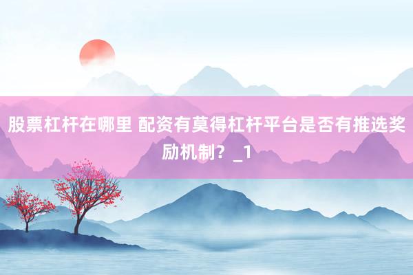 股票杠杆在哪里 配资有莫得杠杆平台是否有推选奖励机制？_1